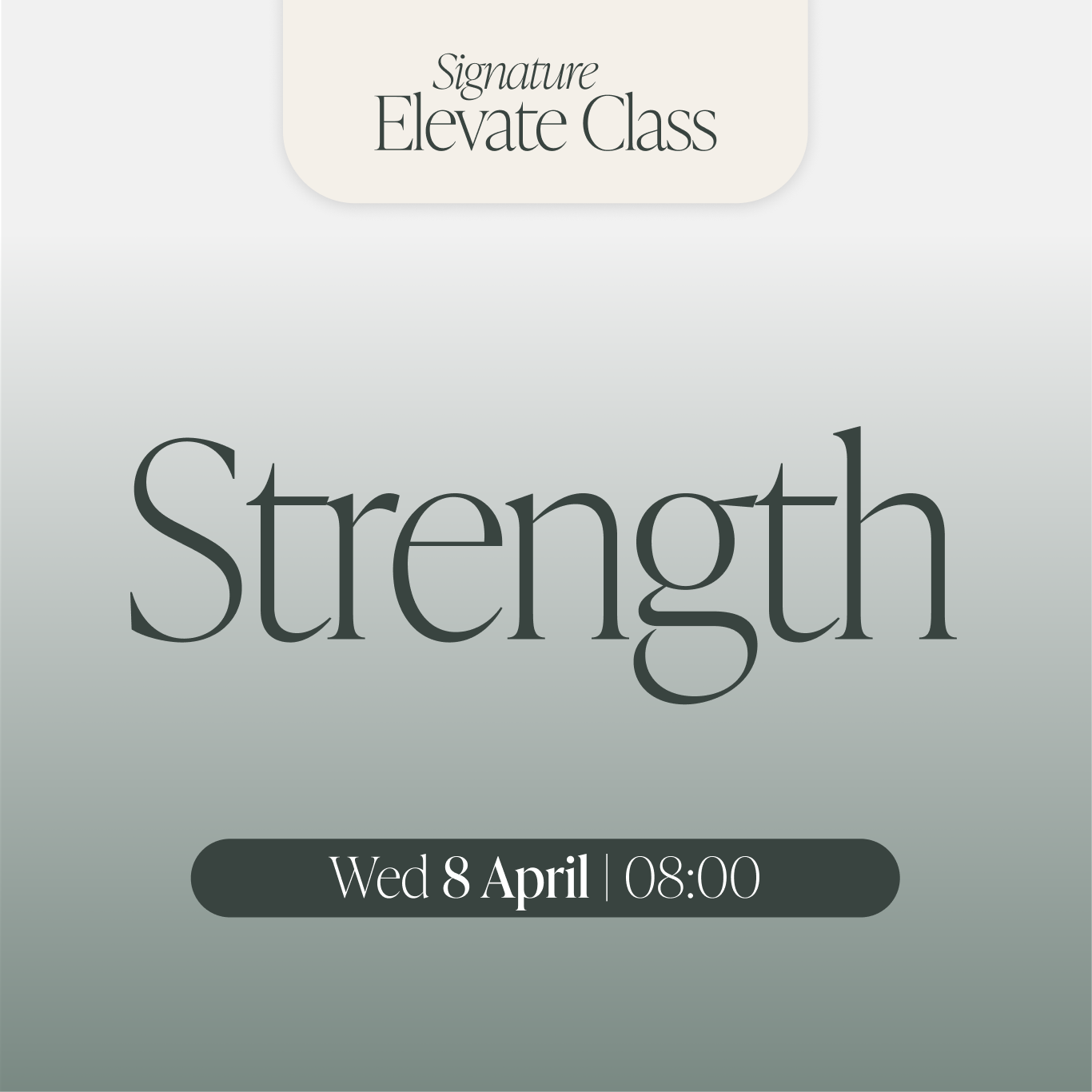 Wed 8 April | 8:00 | Strength